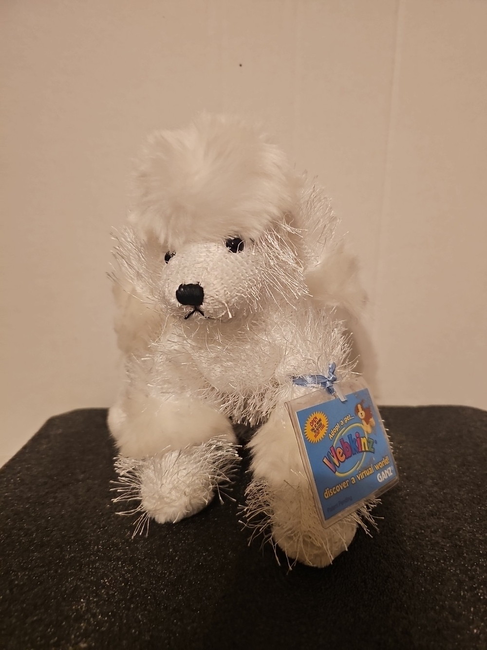 GANZ White Plush Poodle with Blue Tag